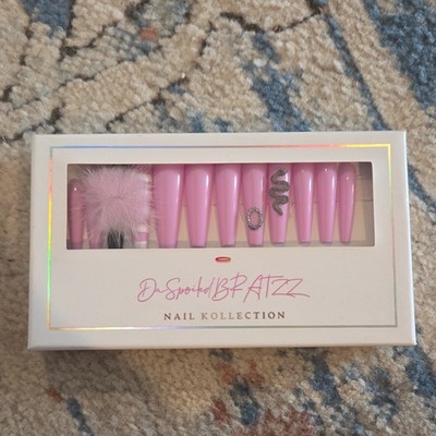 DrSpoiled BRATZ Stiletto Pink 3D Shiny Animal Press-On Nails Set Long Full Cover