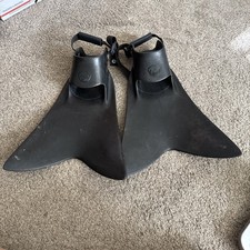 Force Fin Swim Fins Scuba Snorkel Black Rubber Adjustable Strap Size Large Vtg
