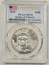 2016-W $100 American Platinum Eagle PCGS MS70 First Strike 1 oz .9995 Platinum 2395.00 per troy oz