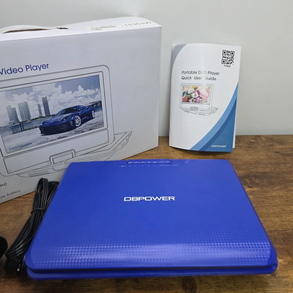 Portable Blue DVD Player 9" Swivel Screen Box & Leads DBPower VGC No Remote  - Image 2 of 4