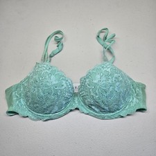 PINK Women Bra 36C Mint Green T Shirt Underwired Lightly Lined Demi Rhinestone