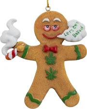 Gingerbread Man Let's Get Baked Funny Weed Christmas Tree Ornament