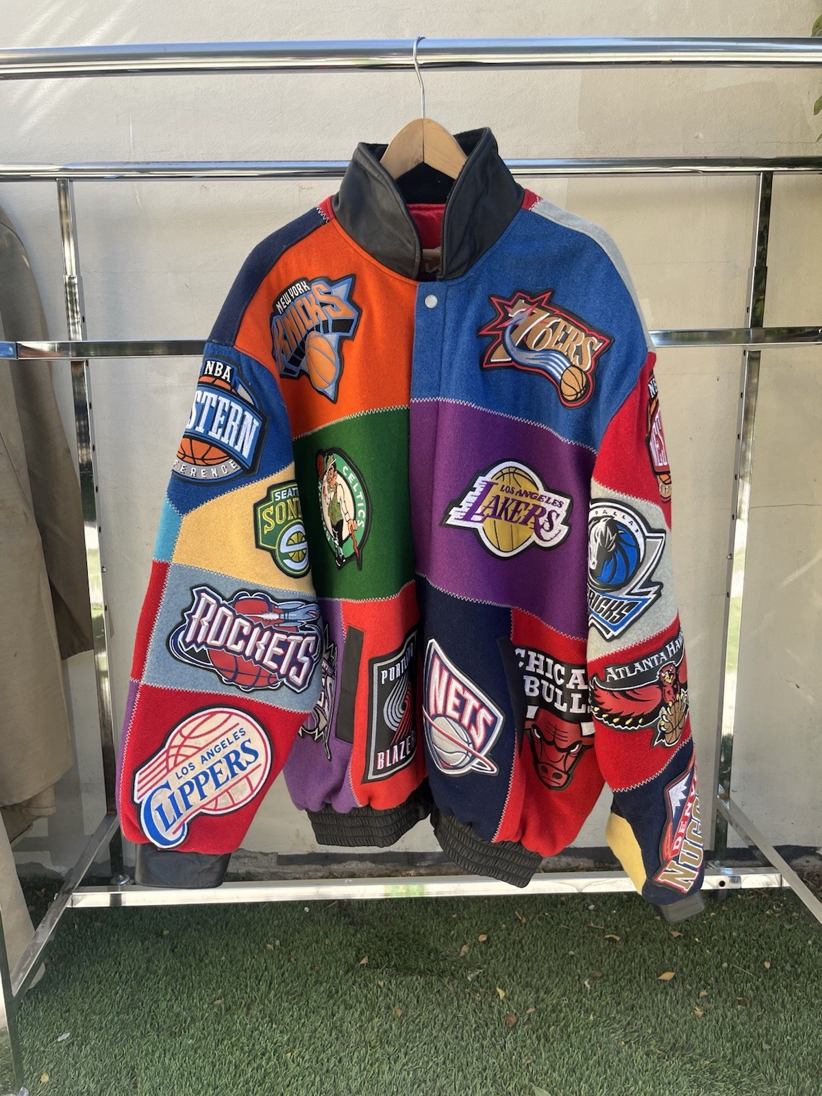 Jeff Hamilton NBA Team Patchwork Jacket Vintage 9… - image 1