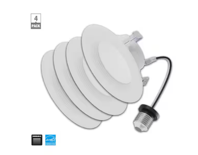 #ad EcoSmart 4 in. Integrated LED Recessed Retrofit Light Trim 2700K 4 Pack $19.00