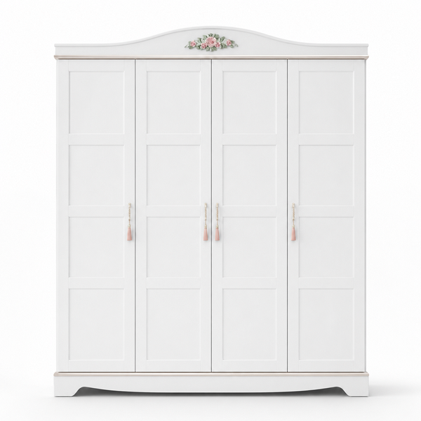 WeißEr 4-TüRiger Kleiderschrank Designer Holz Schrank Kinderzimmer MöBel-image