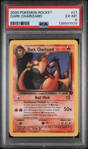 2000 Pokemon TCG Team Rocket 21 Dark Charizard PSA 6 EX-MT WOTC