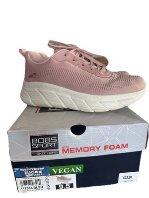 SKECHERS BOBS SPORT FLEX HI-FLYING HI Vegan Memory Foam Pink Lace Up Sneaker