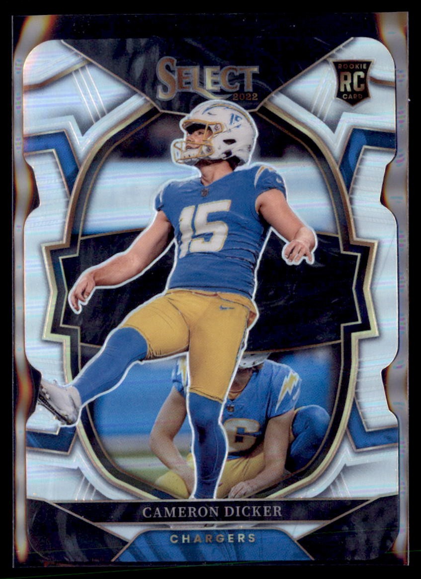 2022 Select Football Cameron Dicker Chargers 16 RC Silver Die Cut Concourse