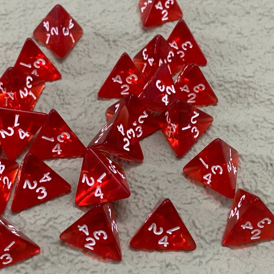 Lot 50pcs D4 Dice Red Gem Health Potion Magic Healing Spell For DND MTG RPG Game - Image 2 of 4