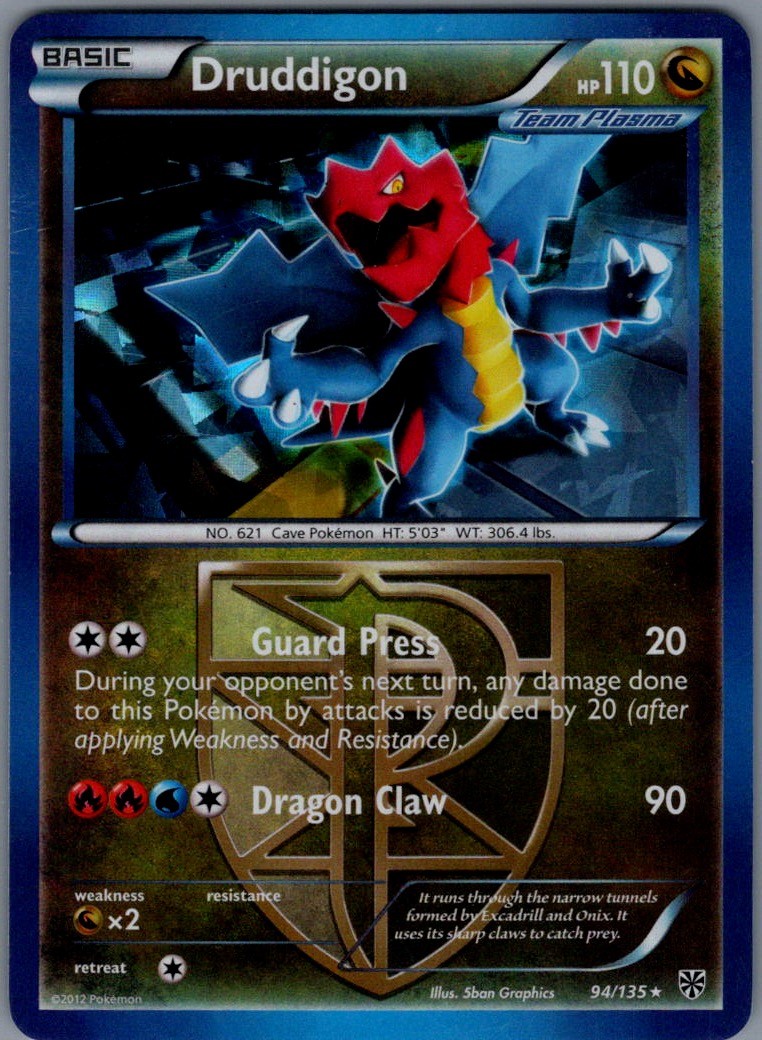 Druddigon - 94/135 (BW Plasma Storm) Cracked Ice Holo Rare Holo  094/135 NM