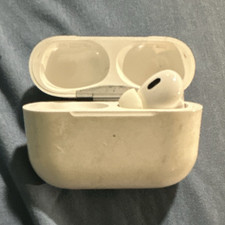 Apple AirPods Pro 2 White MISSING ONE EAR BUD some scratches and a drop dirty 