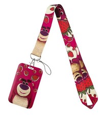 Toy Story Lotso Huggin  Bear Cartoon Character ID Holder Keychain Lanyard