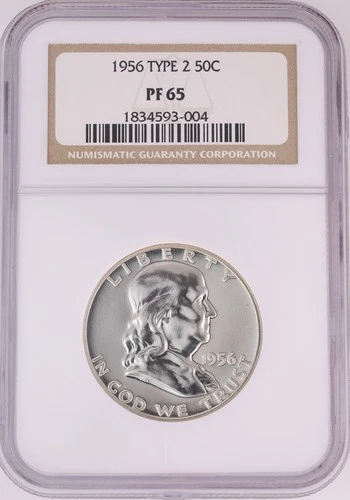 1956 Type-2 50C Silver Proof Franklin Half Dollar NGC PF65 (B3193)