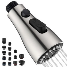 Kitchen Faucet Head Replacement with 15 Adapters - 3 Functions Pull Down Spra...