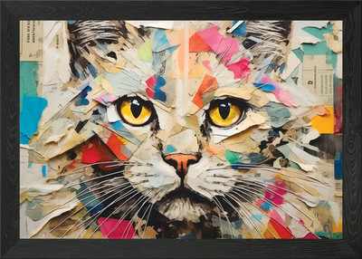 Katze Papier gerahmt Wandbild Poster Leinwanddruck Bild