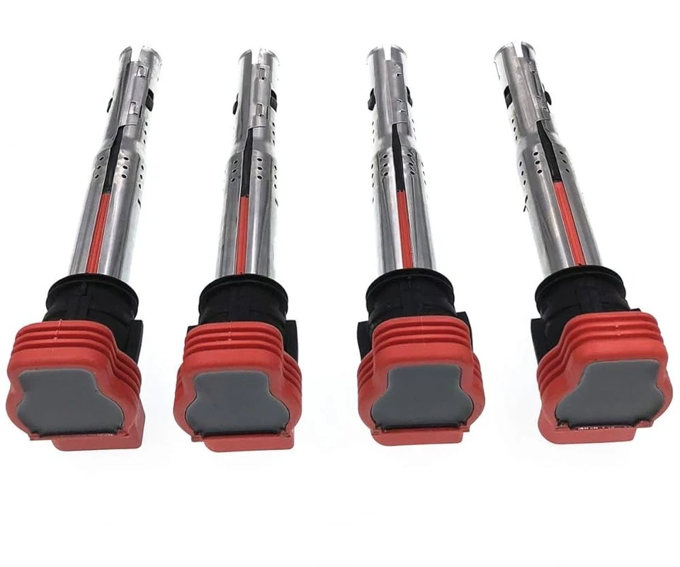 KIT 4 BOBINE ROSSE  AUDI S3 S1 TTS TTRS RS3  R8 GOLFGTI 2.0 1.8T 5V  TFSI TSI - Immagine 3 di 4