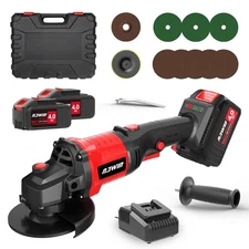 4 inch Cordless Angle Grinder Kit, Variable Speed Grinder, 2×4.0Ah Li-Ion Bat...