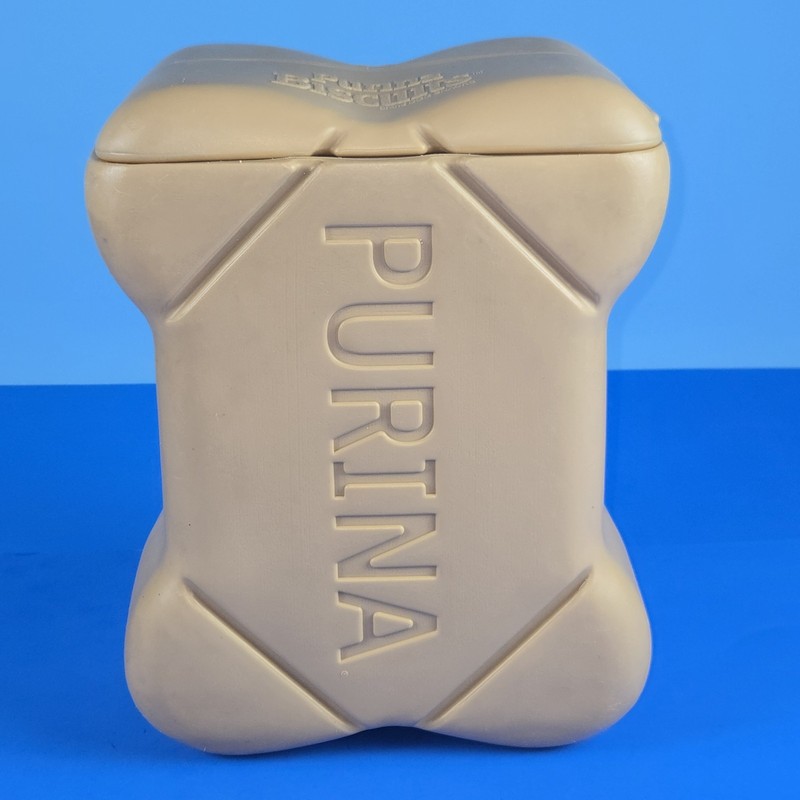 Purina Dog Biscuits Treats Bone Shaped Plastic Blow Mold Snack Container 11"