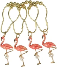 Set of 12 Flamingo Shower Curtain Hooks Decorative Home Bathroom 
