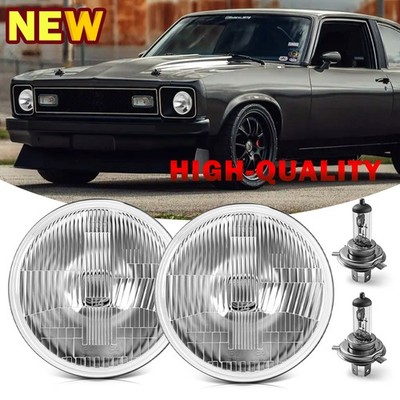 Pair 7'' Round Glass Headlights Hi/Lo beam H4 For Chevrolet Chevy Nova 1963-1978