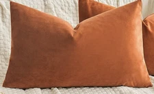 Miulee Velvet Fabric Soft Orange Throw Pillow Cover 20x12” Inches Zippered Linen