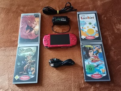 Sony PSP 3000 rot / 64GB Micro SD / Mit Emulatoren C64 / Amiga / Game Boy / NES