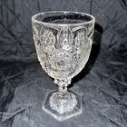 Antique EAPG Indiana Togo Bismarc Star Twin Feathers Clear Glass Water Goblet — photo 1