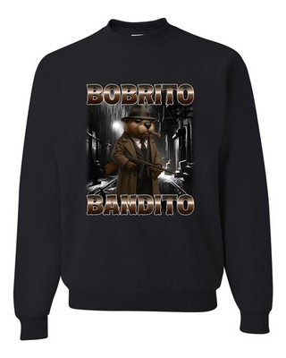 Bobrito Bandito Brainrot Funny Gangster Otter in Trench Coat Crewneck Sweatshirt