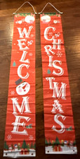 2 Pcs 6  Welcome Christmas Porch Banners Winter Porch Sign Christmas Hanging
