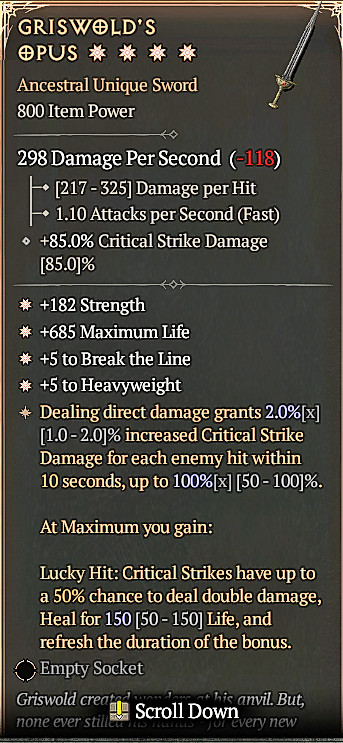 🔥Diablo 4 Season 11 🔥 4GA Griswold's Opus 100 Perfect