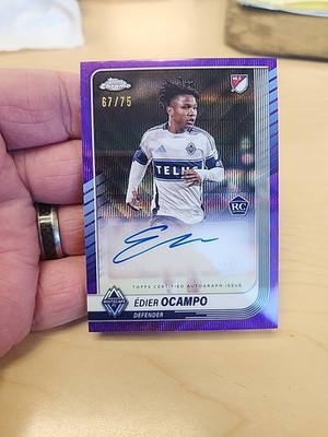 2025 Topps Chrome MLS Edier Ocampo RC Purple Wave Refractor SP Auto 67/75 Rookie