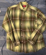 Supreme Shadow Plaid Flannel Shirt Green Medium Rockabilly Spellout SS23