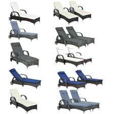 Outsunny Outdoor Reclining Sofa, Cushion, Armrests, PE Rattan, Rolling