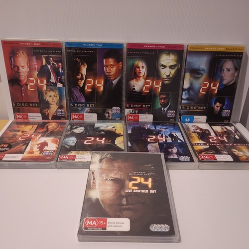 24 Twenty Four Seasons 1-8 Complete DVD Set + Live Another Day R4 Free Post