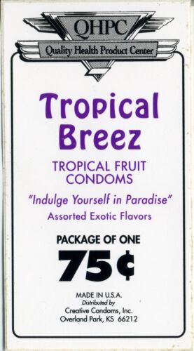 vtg condom machine decal sticker vending NOS Tropical Breez Fruit Purple - Afbeelding 1 van 1