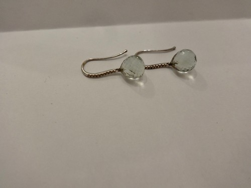 Pendientes Prasiolith 18 brillantes oro blanco 585 de 0,16 quilates - Imagen 1 de 4