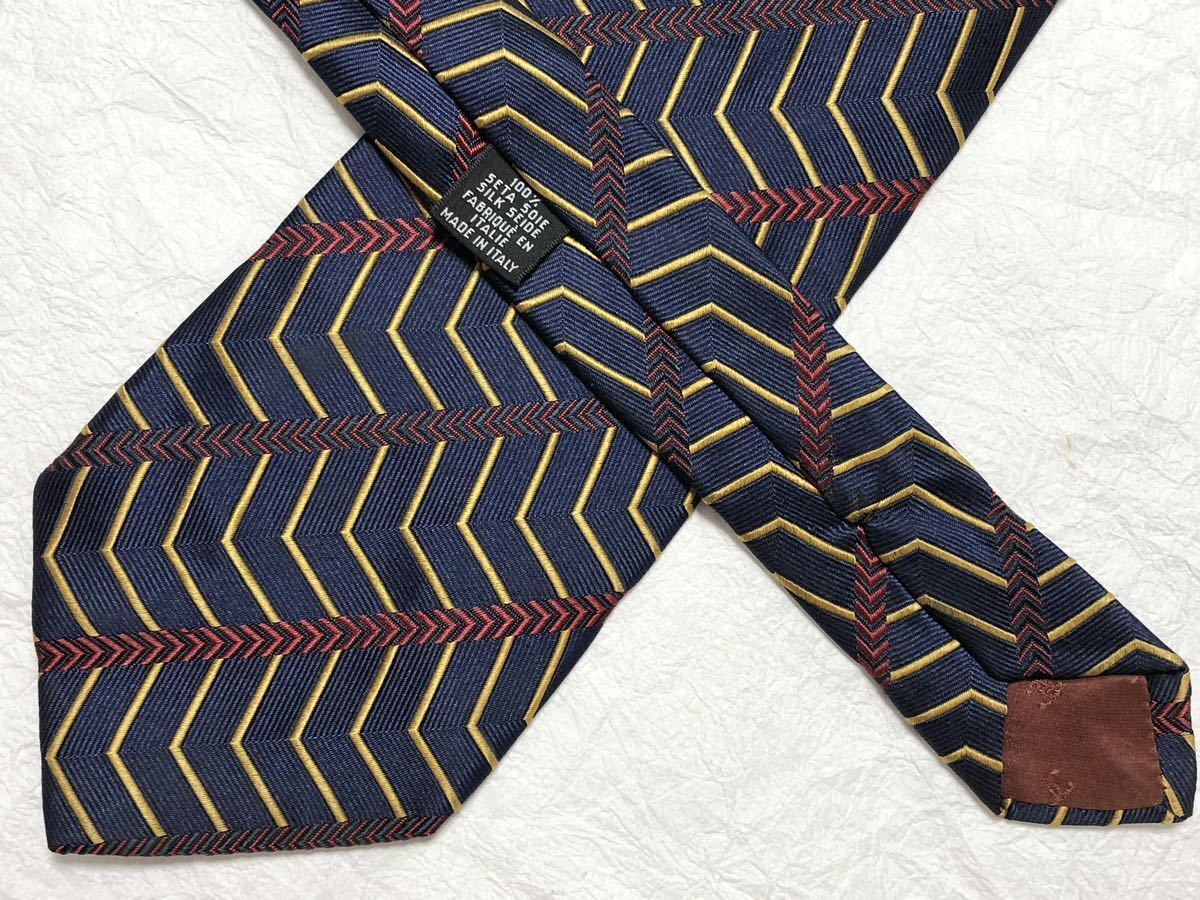 Cravate Gustav Wolf 100% Soie - Bleu Avec Rayures Vertes, Made In Italy - Neuf Sans étiquette