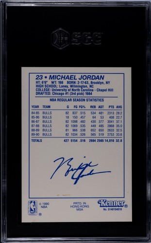 Michael Jordan 1990 Kenner Starting Lineup Brown Border SGC Grade 7 Card 4749231 - Picture 2 of 2