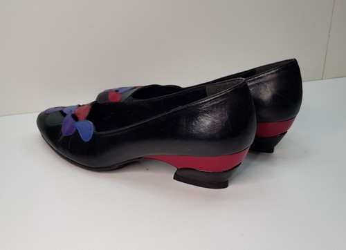 RUSSELL & BROMLEY SIZE 5UK EUR38 WOMENS BLACK LEATHER MID HEELED COURT SHOES Y2K - Picture 11 of 24