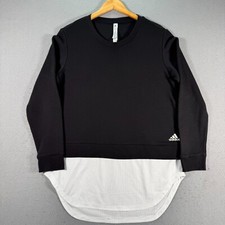 Adidas Dual Layer Mesh Sweatshirt Womens Large 16-18 Black Active Comfort Sports