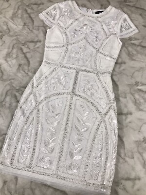NWOT Lulus Spread Your Shine White Sequin Embroidered Bodycon Dress SZ XS Party