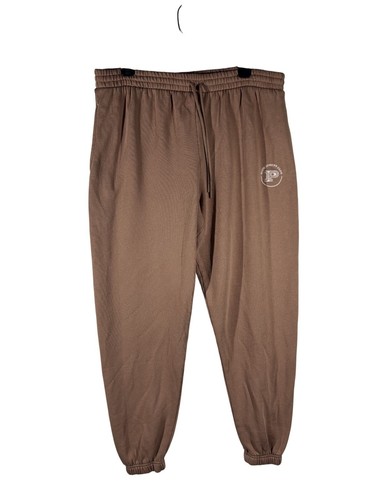Pink By Victorias Secret Fleece Sweatpants Brown Elastic Waistband Size L NWT