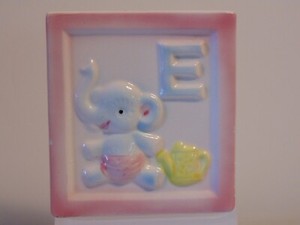 Vintage Japan Baby Planter With A Tiger, Giraffe, Lion And Elephant In Blocks