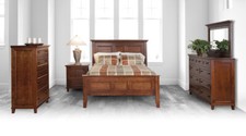 Luxury Amish 5-Pc Modern Solid Wood Bedroom Set Queen King Panel Bed