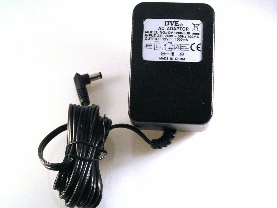 Adaptador de fuente de alimentación lineal DVE DV-1280-3UK 3 pines 12 VDC 1000mA OL0690