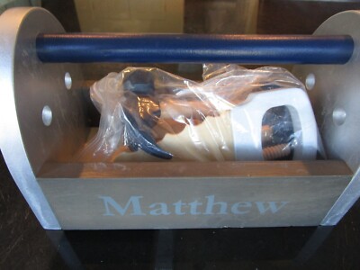 Pottery Barn Kids wooden tool box w tools mono Matthew PHOTO shoot  sample