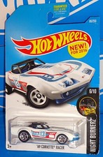 Hot Wheels New For 2016 Night Burnerz #86 '69 Corvette Racer White w/ 5SPs