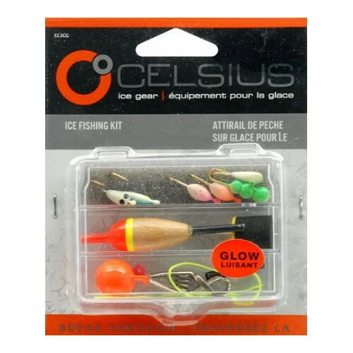 (2) Celsius Ice Fishing Kit Jigs, Depth Finder, Floats, Stop, Box (GLOW) #EC3CG - Image 2 of 2