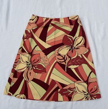 Vintage Talbots Women's Straight Skirt Retro Flowers 100 Cotton Sz 10