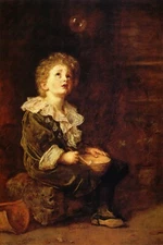 Bubbles Boy Play Soap Bubble Children Painting By Everett Millais Repro FREE S/H